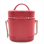 Chanel CC Logo Quilted 2-Way Vanity Hand Chain Shoulder Bag Crossbody Red — view 2