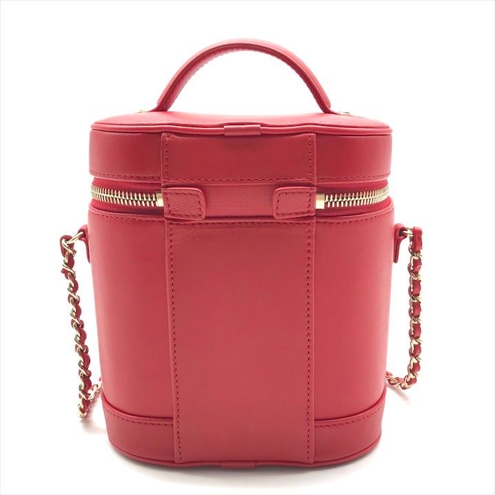 Chanel CC Logo Quilted 2-Way Vanity Hand Chain Shoulder Bag Crossbody Red — view 2