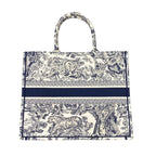 Christian Dior Tote Book Large M1286 Ztdt Toile de Jouy White Navy — view 2