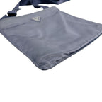 Prada Triangle Logo Pochette Silk Satin Shoulder Bag Light Gray — view 5