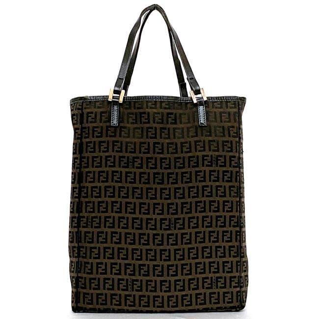 Fendi Tote Bag Brown Black Zucchino — view 3