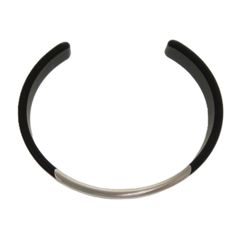 Hermes Trinkaaf Bangle Stainless Steel Black Silver Hardware 0872 — view 5