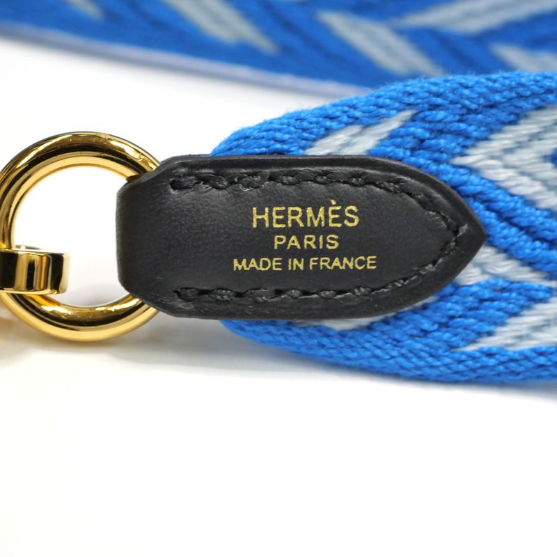 Hermes Bandouliere Sangle Zigzag 25 mm Toile Swift Blue White — view 8