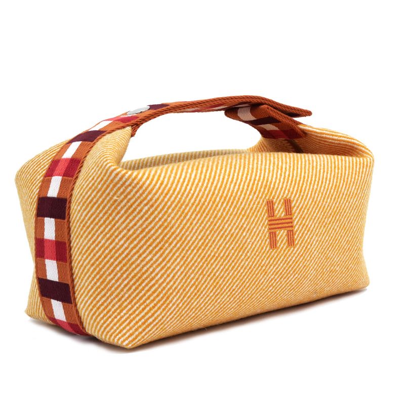 Hermes Brid A Black PM Au-carre Handbag Pouch Faube Orange — view 3
