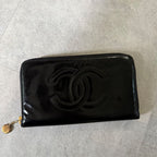 Chanel Round Zipper Long Wallet Coco Patent Leather Decacoco Black — view 5
