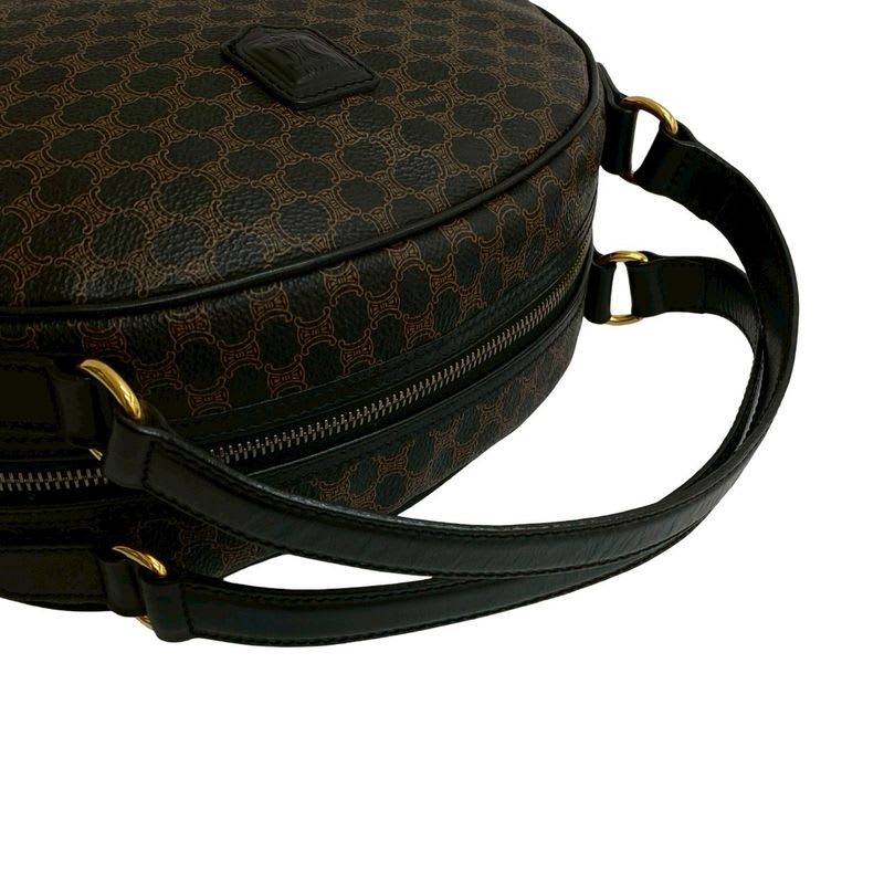 Celine Vintage Macadam Blason Triomphe Pattern Leather Handbag Mini Boston Bag — view 5