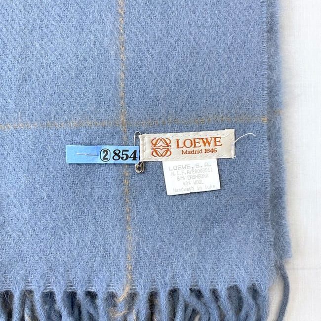 Loewe Scarf Light Blue Check Cleaned — view 5