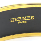Hermes Bangle Emile GM Metal Cloisonne Orange Carved Gold Hardware Bracelet — view 7