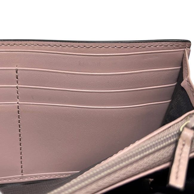 Gucci Bifold Long Wallet Pink Beige Striped Leather — view 7