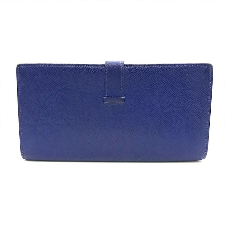 Hermes Epsom Bearn Souffle Blue Wallet Bifold — view 2