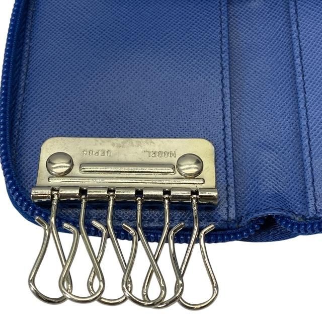 Prada 6-link Key Case Compact Round Zipper With Triangle Logo Nylon Blue — view 8