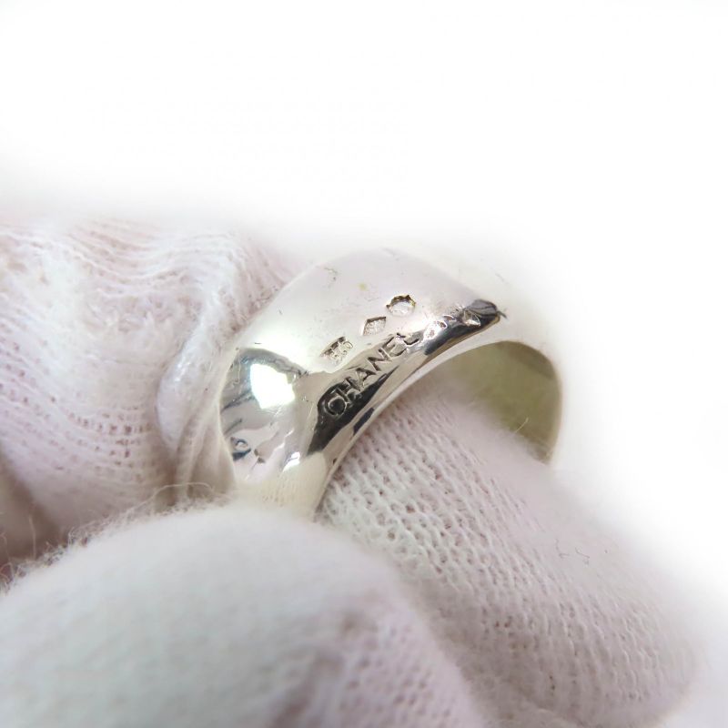 Chanel SV 925 Logo Engraved Wide Ring Accessory Silver Size 13 — view 7