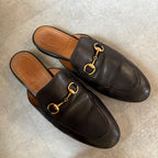 Gucci Prince Town Horsebit Slip on Loafer Leather Black Gold 37 — view 2