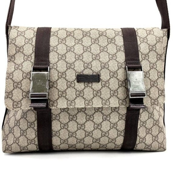 Gucci GG Supreme Web Canvas Sherry Messenger Bag Monogram Flap Tote — view 6