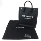 Saint Laurent Paris Rive Gauche N S Canvas Leather Tote Bag Dark Gray — view 2
