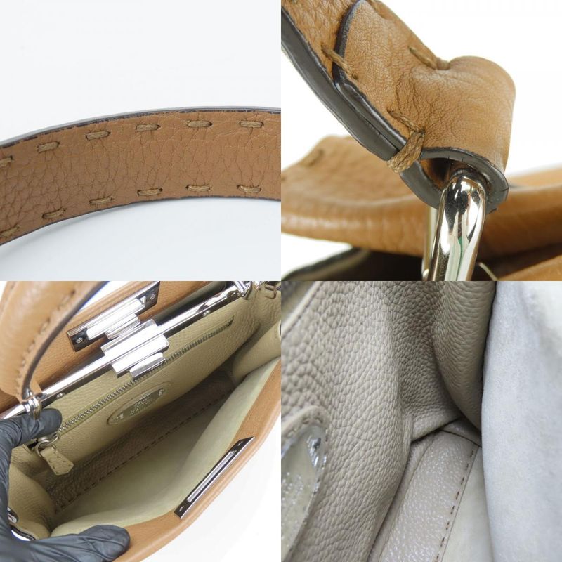 Fendi Handbag Peekaboo 8 Bn290 Selleria Leather Brown Silver Hardware 2-Way — view 5