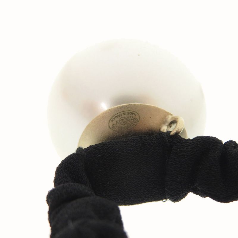 Chanel Coco Mark Hair Tie Chou Faux Pearl White Accessory 1563 — view 5