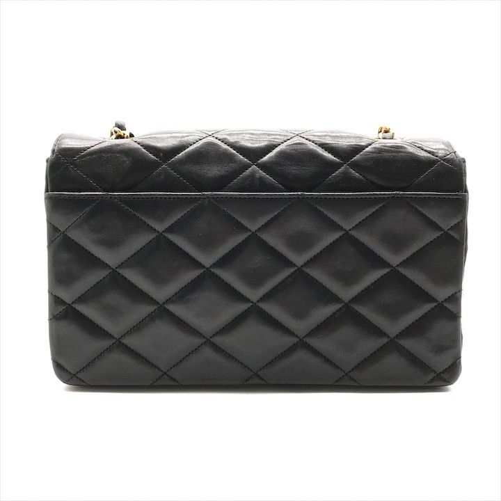 Chanel CC Logo Quilted Lambskin Turnlock Chain Shoulder Bag Black — view 2