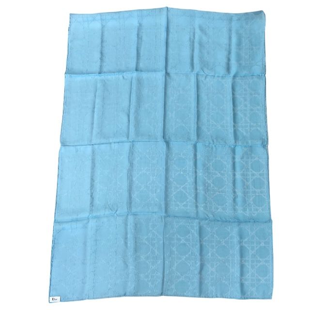 Christian Dior I631 Cannage Jacquard Stole Silk Large Light Blue Shawl — view 2
