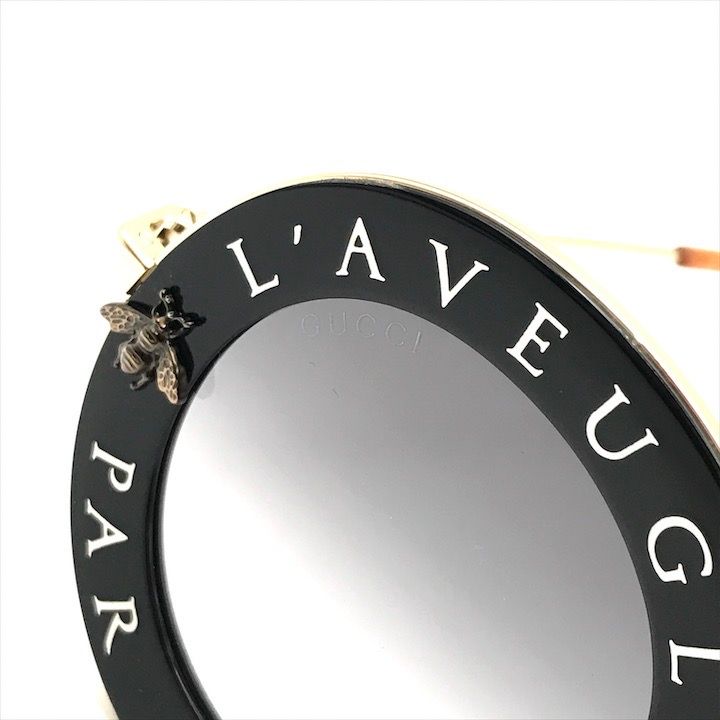Gucci L'aveugle Paramor Round Frame Sunglasses Eyewear Gold Black — view 9