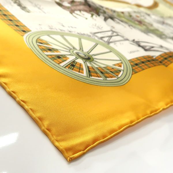 Hermes Carre 90 BULL & Mouth Western Coach Office Mail Yellow Scarf — view 5