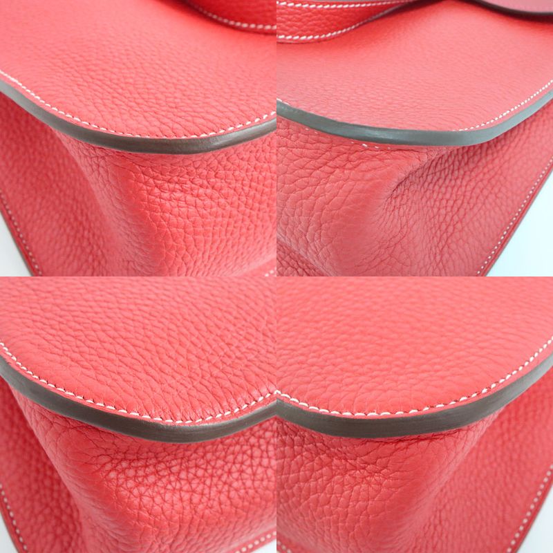 Hermes Halzan 31 Taurillon Clemence Rouge Tomato Vermillion Silver — view 9