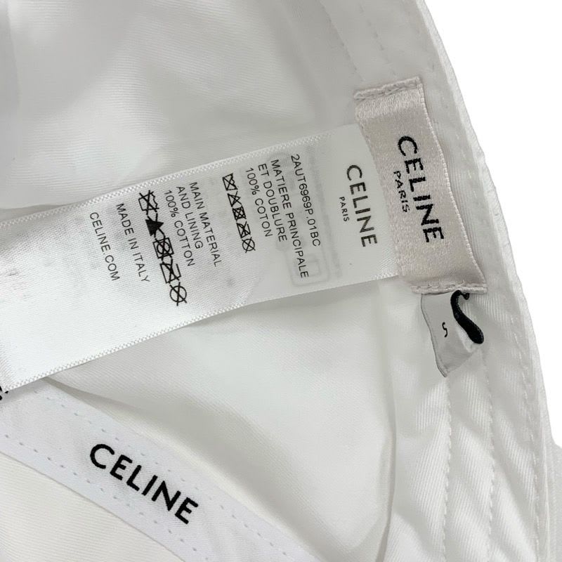 Celine Cap Hat Cotton White Navy Logo Triomphe Baseball — view 6