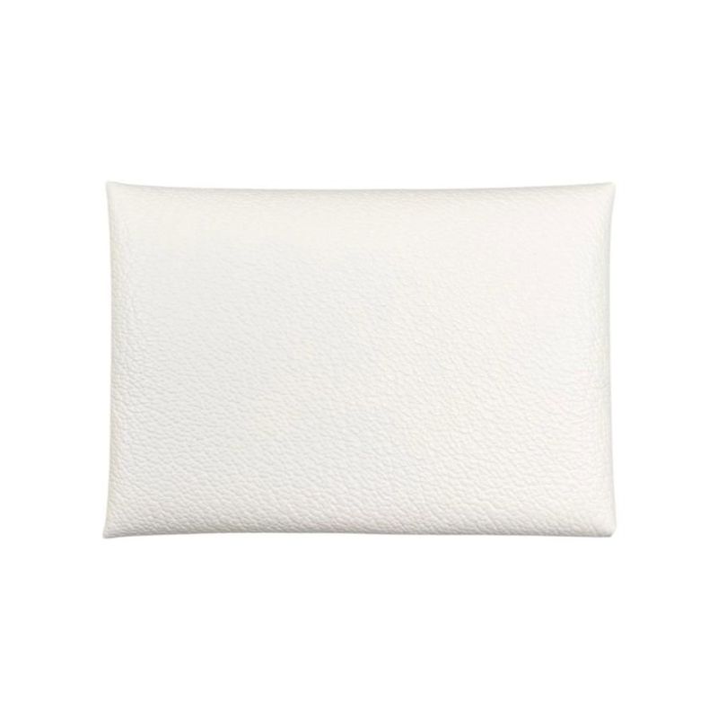 Hermes Card Case Coin Calvi Duo Nata White Silver Hardware — view 3