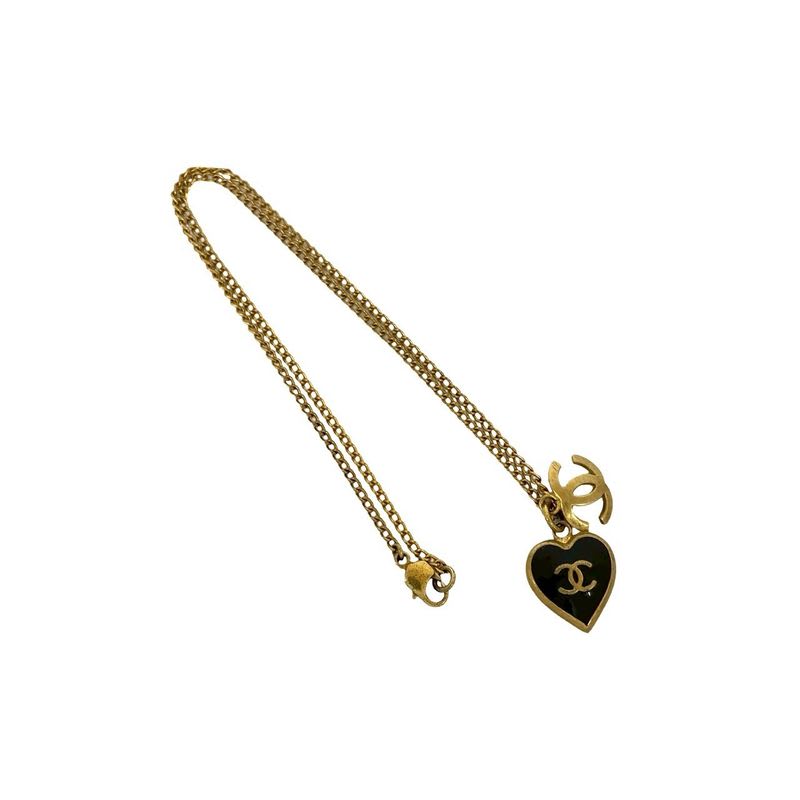 Chanel Coco Mark Heart Motif GP Chain Necklace Pendant Gold 02P — view 4