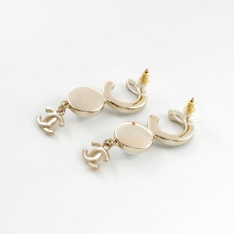 Chanel Earrings Gold Black Coco Mark Logo Pearl — view 4