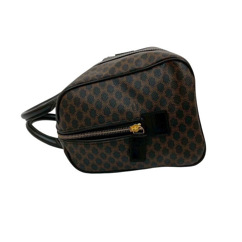 Celine Macadam Blason Vintage Triomphe Pattern Leather Handbag Mini Boston Bag