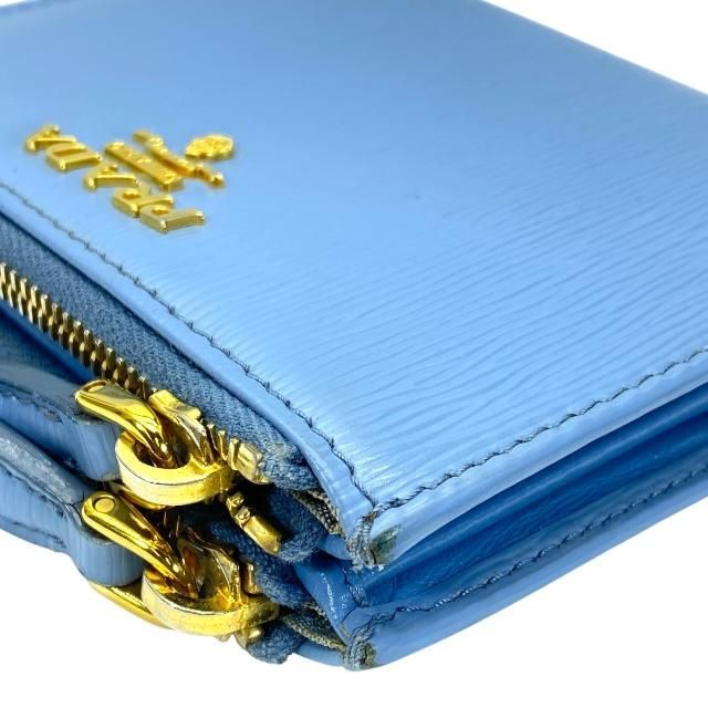 Prada 1 Ml024 Wallet Fold Compact Logo Leather Light Blue — view 3