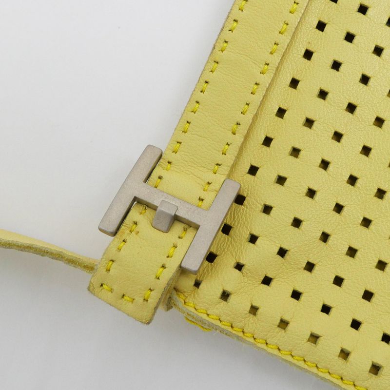 Hermes Tudu Punching Pochette Yellow Silver Hardware Shoulder Bag — view 8