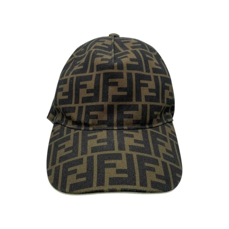 Fendi Hat FF Jacquard Baseball Cap Fxq768 A660 Logo Brown — view 3