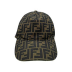 Fendi Hat FF Jacquard Baseball Cap Fxq768 A660 Logo Brown — view 3