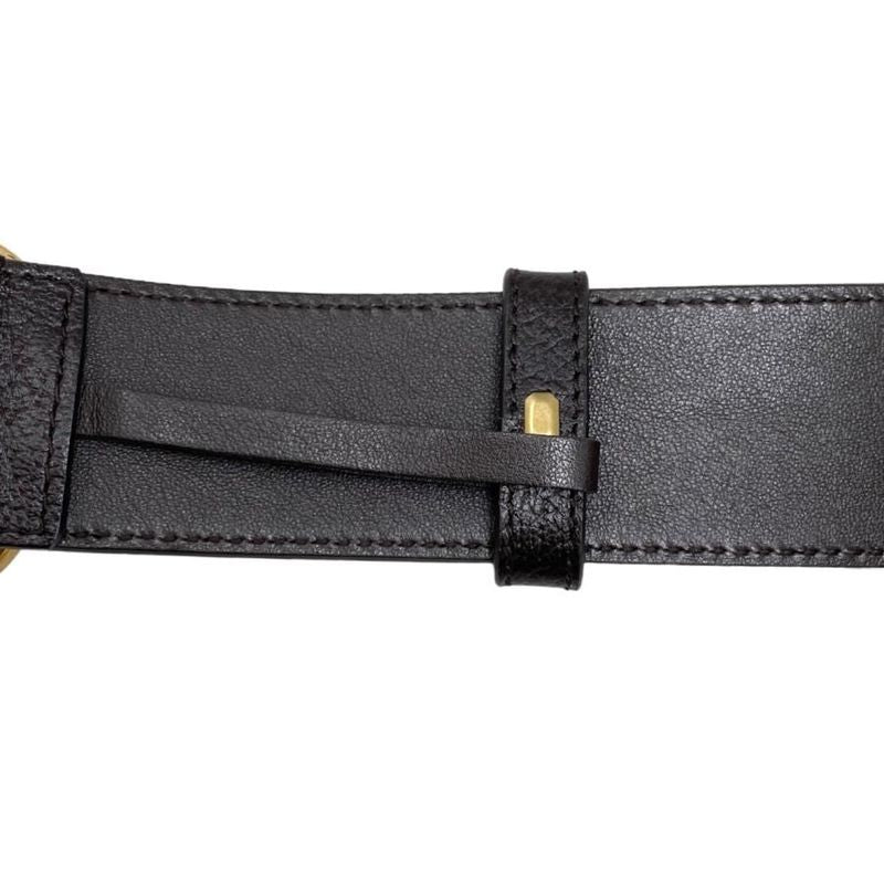Gucci Wide Belt Double G Dj20 T 1000 Calfskinleather Black Goldhardware — view 8