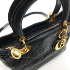 Dior Lady 2-Way Cannage Hand Bag Black — view 7