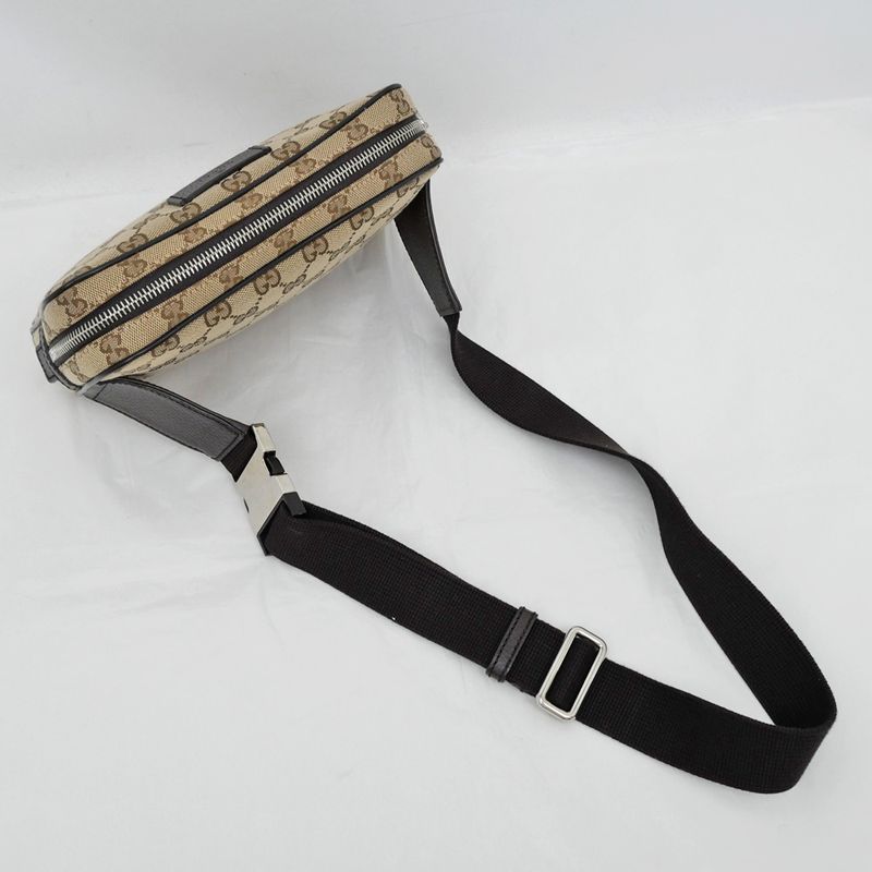 Gucci Waist Bag Body Beige Brown Silver Hardware GG Canvas — view 8