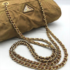 Prada Nylon Tessuto Chain Shoulder Tote Brown — view 6