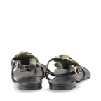 Chanel Coco Mark Camellia Patent Leather Sandals 35 C Black And Ivory — view 6