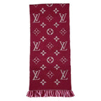 Louis Vuitton Scarf Echarpe Logomania Duo Monogram Wool Silk Wine Red — view 3