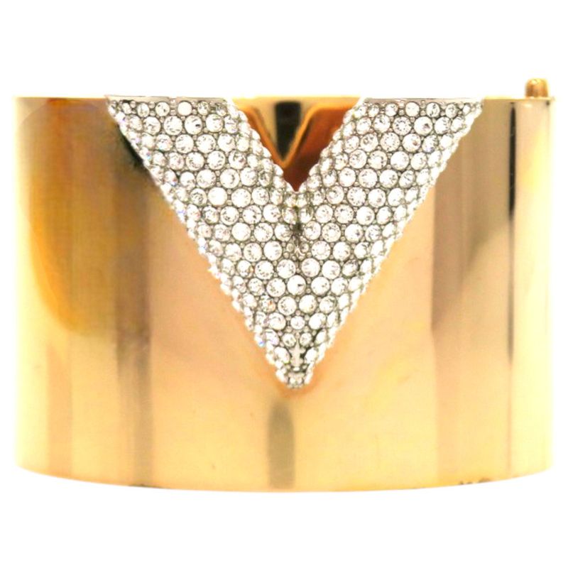 Louis Vuitton Escential V GP Rhinestone Gold Bangle 1002 — view 4