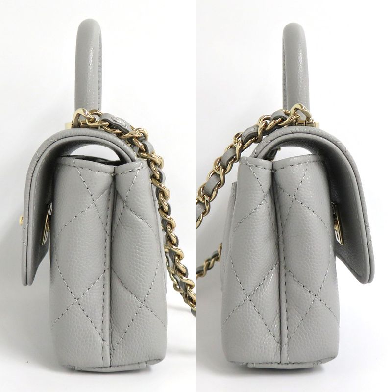 Chanel Quilted Top Handle Flap Bag Caviar Leather Coco 11 cm — view 6