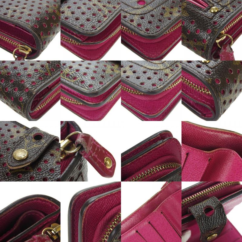 Louis Vuitton Bifold Wallet Monogram Perfo Fuchsia Brown Gold Hardware — view 8