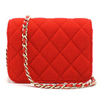 Chanel Shoulder Mini Quilted Chain Cotton Red Bag — view 3