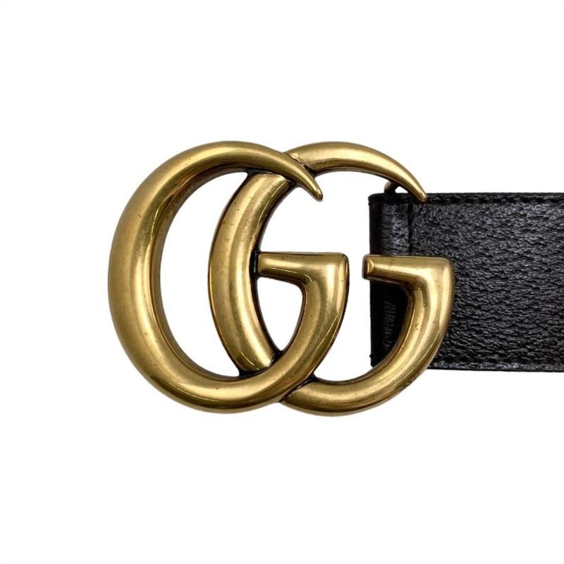 Gucci Wide Belt Double G Dj20 T 1000 Calfskinleather Black Goldhardware — view 3