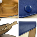 Celine Bifold Long Wallet Brown Navy White Leather — view 4