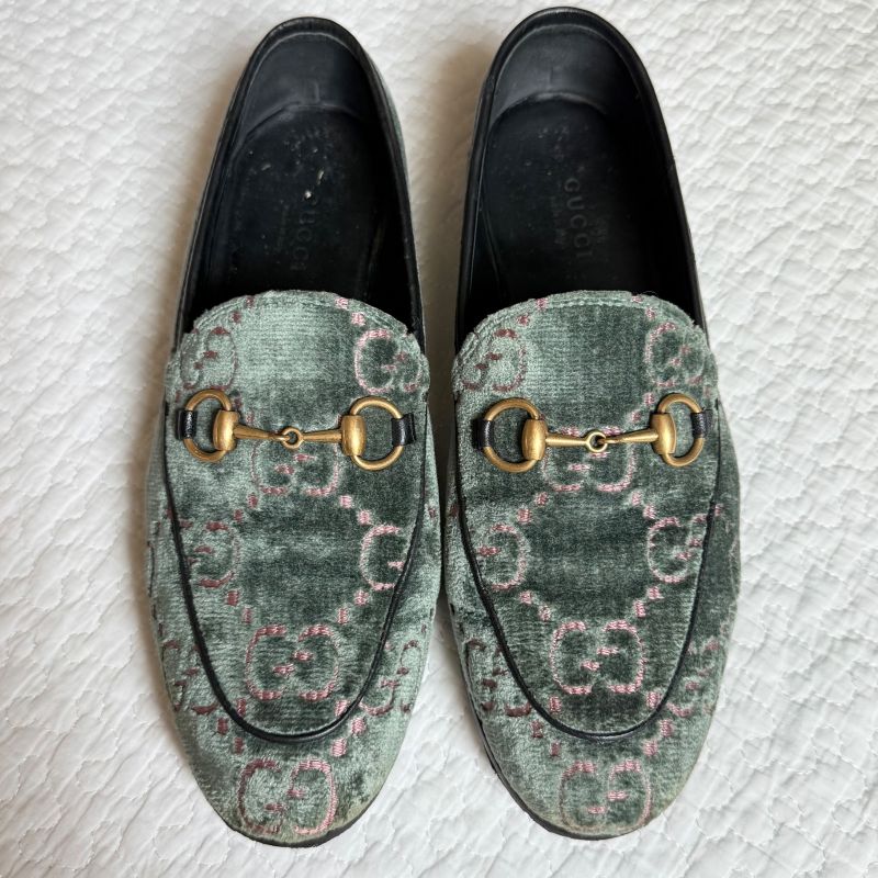 Gucci Jordane GG Pattern Horsebit Loafers Velvet Velour 35 1 2 — view 6