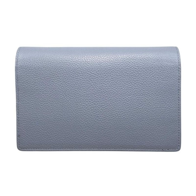 Gucci Shoulder Bag Chain Wallet Leather Double G Light Blue Beige — view 2
