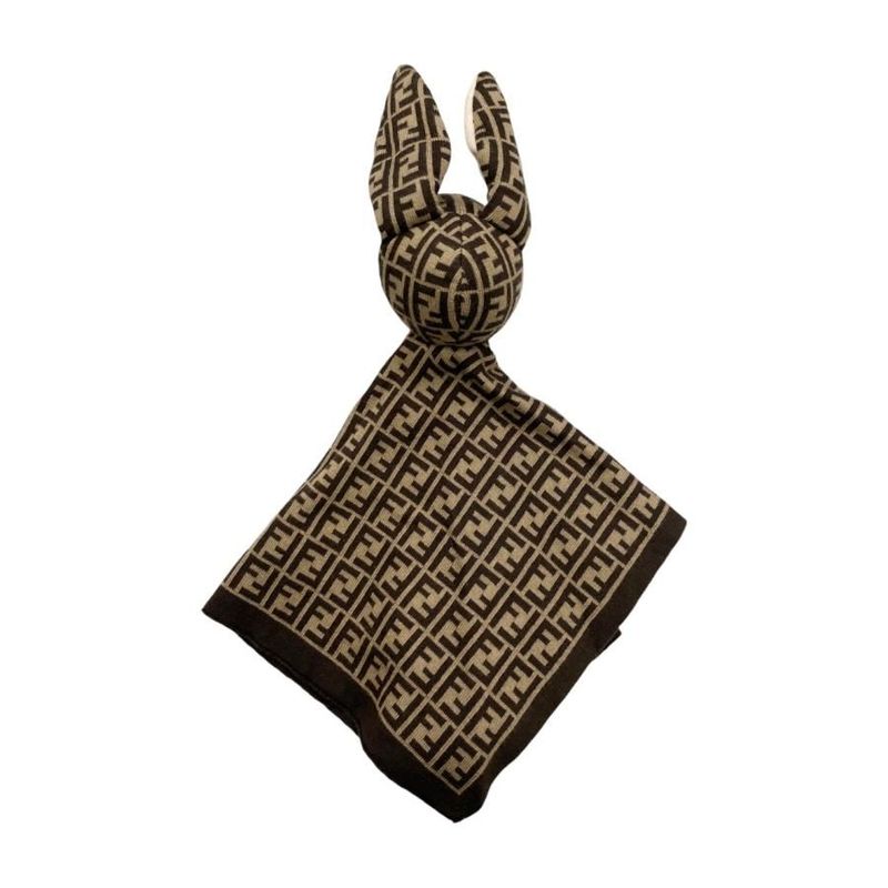 Fendi Kids Toy Doudou Bunny Rabbit FF Logo Brown — view 4